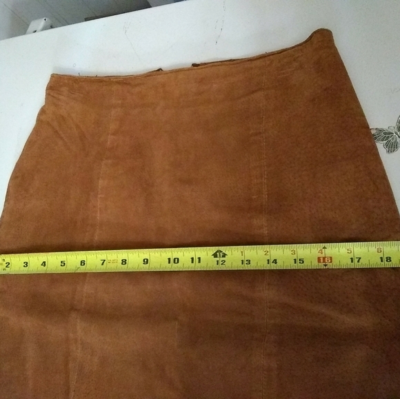 JLC New York Woman Skirt Suit 💯% Suede Leather Rust Cropped Sz- S/ 40" - Picture 7 of 14
